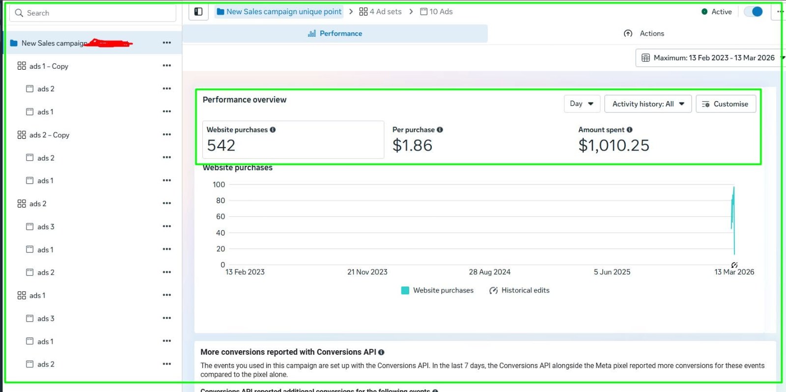 Unique Point Sales Campaign (CAPI + Pixel) (542 Purchases) Unique Point Sales Campaign (CAPI + Pixel) — 542 Purchases at $1.86 — Boosting Agency BD